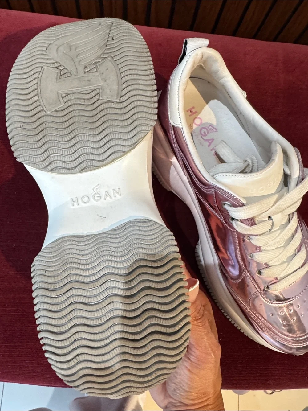 Hogan Metallic Pink Rose Gold Chunky Platform Sneakers EU 38